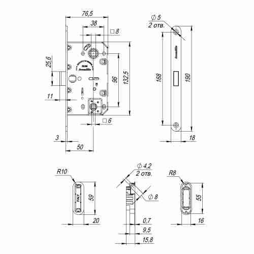 Магнитная защелка WC с ответной планкой GRAVITY G01.190.50.96 MWSC итальянский тисненый