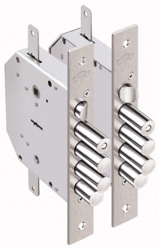 Замок врезной сувальдный с задвижкой и защёлкой Эльбор Гранит 1.06.43 правый с тягами, 5 кл. /24378/