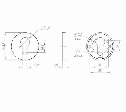 Накладка на цилиндр ESC.C.RLR/R.486 GR-23 графит (1 шт.)