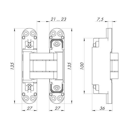 Петля дверная скрытой установки Armadillo (Армадилло) U3D7800.VPG SC мат. хром TECH