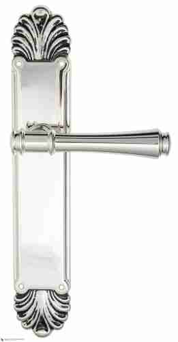 Дверная ручка Venezia "CALLISTO" на планке PL87 натуральное серебро + черный