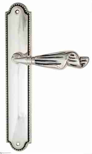 Дверная ручка Venezia "OPERA" на планке PL98 натуральное серебро + черный