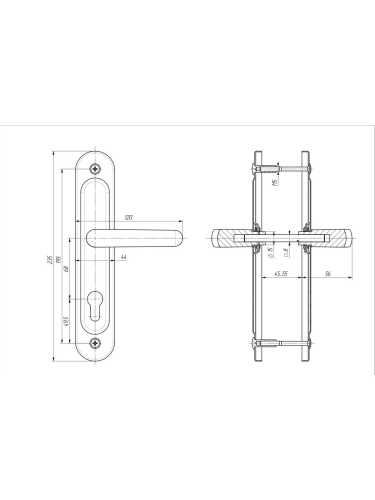 Ручка дверная Zenit (Зенит) на планке РФ1-68.02 медь