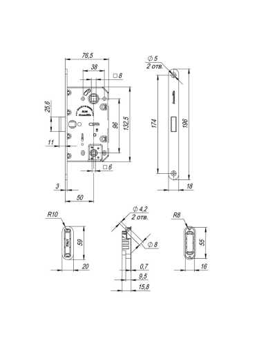Магнитная защелка WC с ответной планкой GRAVITY G01.196.50.96 MWSC итальянский тисненый