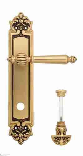 Дверная ручка Venezia "PELLESTRINA" WC-4 на планке PL96 французское золото + коричневый