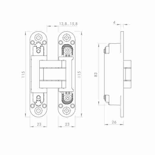 Петля Armadillo (Армадилло) скрытой установки U3D3000.VPG FSG флор. золото TECH