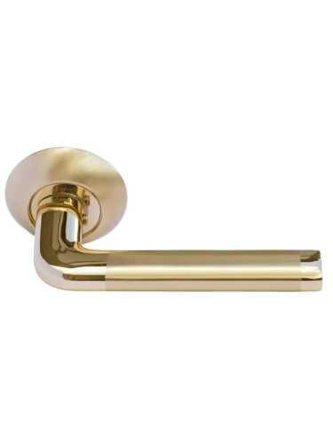 Комплект дверных ручек Morelli MH-03 SG/GP с заверткой MH-WC SG/GP, цвет матовое золото