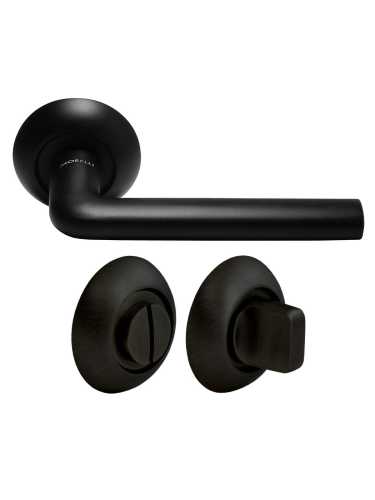 Комплект дверных ручек Morelli MH-03 BL с заверткой MH-WC BL, цвет черный
