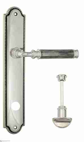 Дверная ручка Venezia "MOSCA" WC-2 на планке PL98 натуральное серебро + черный