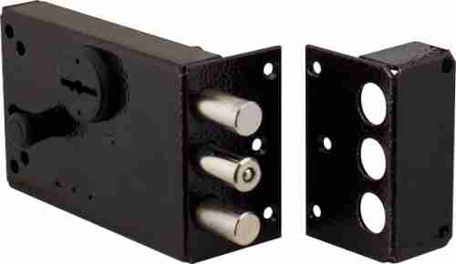 Замок накладной Эльбор Лазурит 1.02.61.КМА никель сув. 2 риг. задв затв зап. кор мед. антик /40061/