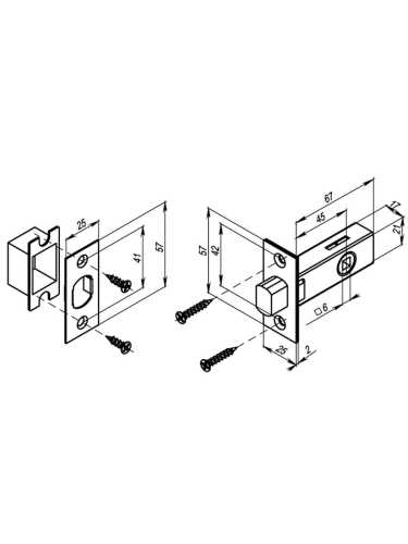 Задвижка дверная врезная Punto DB-45 CP хром