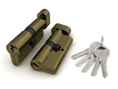 Цилиндровый механизм с вертушкой Fuaro 100 ZM 60 mm (25+10+25) AB бронза 5 кл.