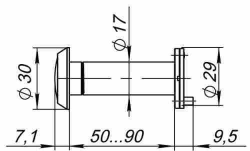 Глазок дверной Punto DVP3/NEW, 16/140/50x90 (оптика пластик, угол обзора 140) CP хром