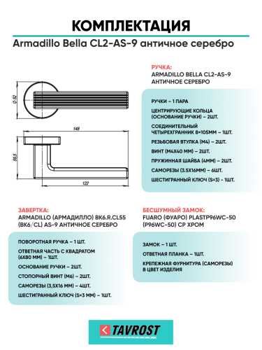 Комплект: Ручки Armadillo Urban Line USQ6 SN-3+Завертка+Бесшумный замок Fuaro/матовый никель