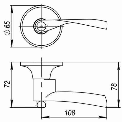 Ручка защелка (кноб) дверная Ajax 6010 SN-B (фик.) мат. никель