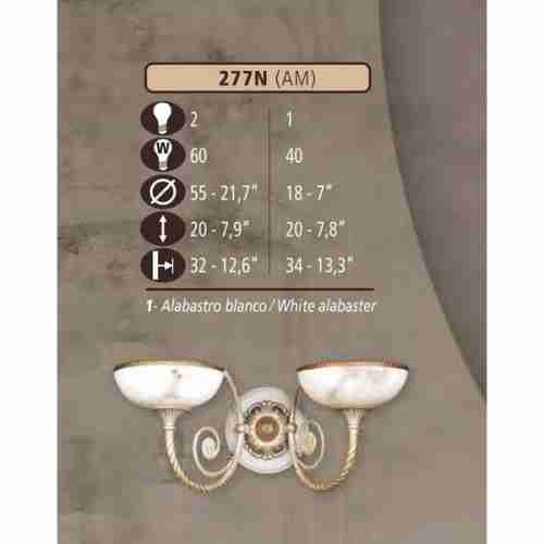 Бра Riperlamp 277N/2 AM WHITE ALABASTER