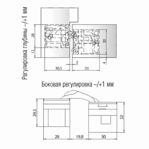 Петля дверная скрытой установки Morelli HH-3 SC матовый хром