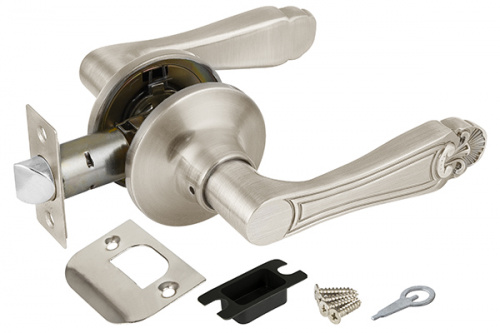 Ручка защелка (кноб) дверная нажимная с защелкой Punto 6037 SN-P (без фик.) мат. никель