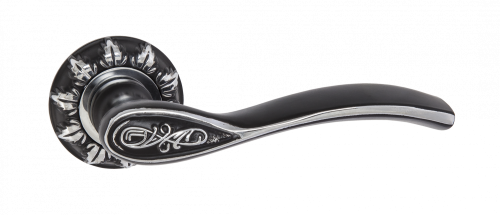 Ручки дверные RENZ INDH 17-10 B/CP Флория черный/хром блестящий