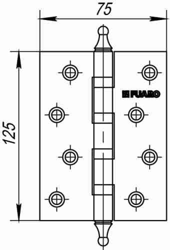 Комплект 10 шт. - Петля универсальная Fuaro 4BB/A/BL 125x75x2,5 SB (мат. золото) БЛИСТЕР