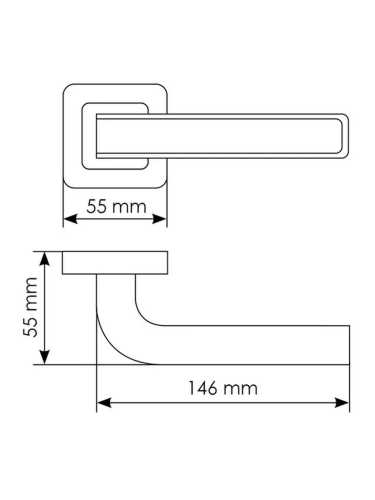 Ручка дверная Morelli EON MH-46 SC/CP-S55 раздельная на квадратной розетке, цвет матовый хром/хром, ЦАМ Light
