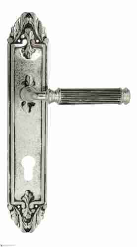 Дверная ручка Venezia "MOSCA" CYL на планке PL90 натуральное серебро + черный