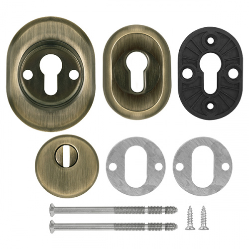 Броненакладка врезная с чашкой  Fuaro DEF 9726 M6x90 (в к-те с накл. на цил-р) AB-бронза