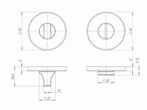Завертка дверная сантехническая BK6.R.ARC.R52 (BK6 ARC) CP-8 хром