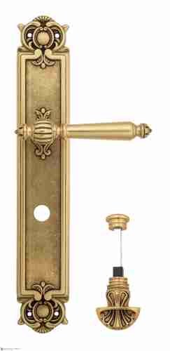 Дверная ручка Venezia "PELLESTRINA" WC-4 на планке PL97 французское золото + коричневый