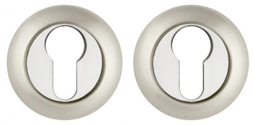 Накладка дверная с круглым основанием под цилиндр Fuaro ET RM SN/CP-3 матовый никель/хром