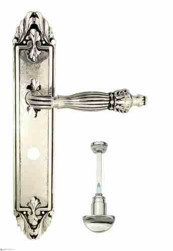 Дверная ручка Venezia "OLIMPO" WC-2 на планке PL90 натуральное серебро + черный