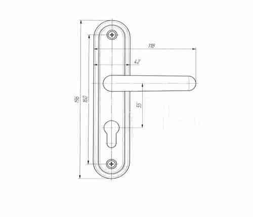 Ручка дверная на планке РФ1-55.08 (медь антик)