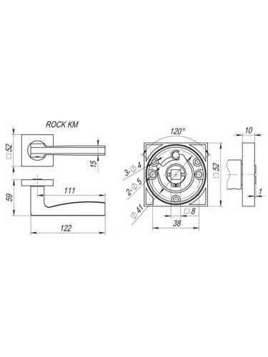 Ручка дверная Fuaro (Фуаро) межкомнатная K.KM52.ROCK (ROCK KM) SN/CP-3 матовый никель/хром  Набор 5