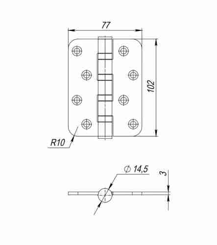 Комплект 4 шт. - Петля Fuaro (Фуаро) из нержавейки универсальная IN4400U-R10 INOX black (4BB-R10 102х76х3) NoLogo