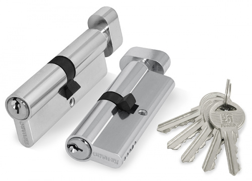 Цилиндровый механизм с вертушкой Fuaro 100 ZM 80 mm (35+10+35) CP хром 5 кл.