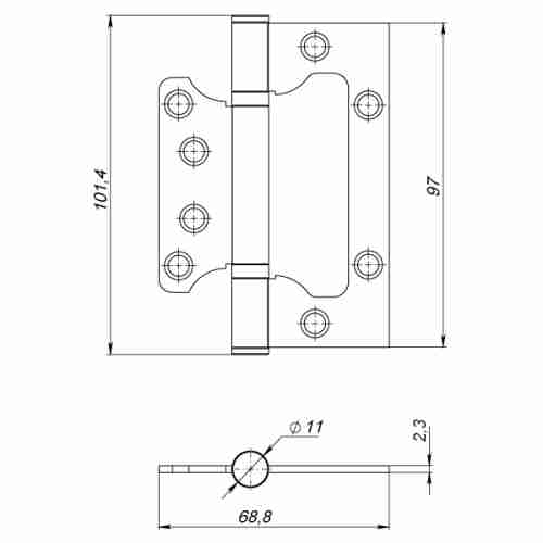Петля универсальная без врезки IN4000W BL (100/P-2B 100x2,3) черный
