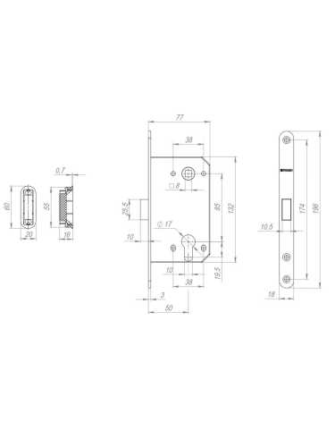 Замок дверной межкомнатный магнитный под цилиндр Fuaro MAGNM85C-50/BL INOX SSC-16 сатин. хром