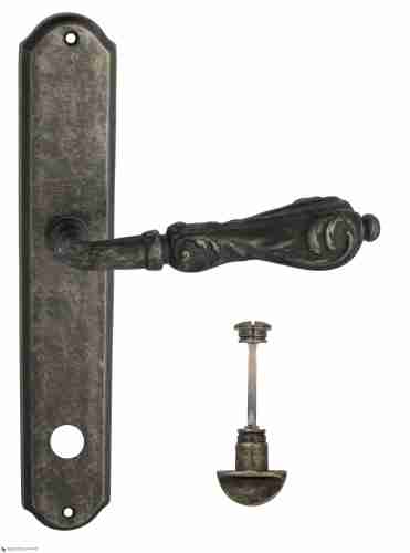 Дверная ручка Venezia "MONTE CRISTO" WC-2 на планке PL02 античное серебро