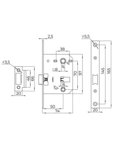 Защелка Ajax (Аякс) врезная PLASTLP72-50 (LP72-50) WH белый