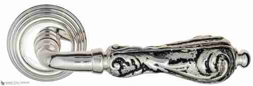 Дверная ручка Venezia "MONTE CRISTO" D8 натуральное серебро + черный