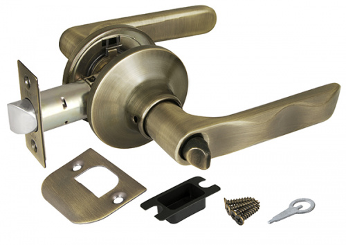 Ручка защелка (кноб) дверная нажимная с защелкой Punto 6024 AB-B (фик.) бронза