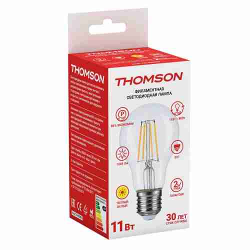 Лампа светодиодная филаментная Thomson E27 11W 2700K груша прозрачная TH-B2063