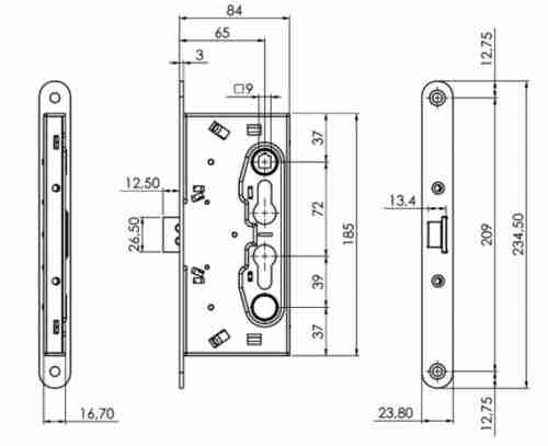Замок врезной электромеханический ISEO правый 216930654.5D