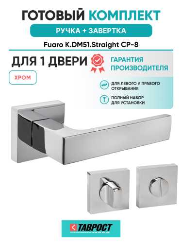 Ручка дверная Fuaro (Фуаро) межкомнатная K.DM51.Straight (Straight DM) CP-8 хром  Набор 1