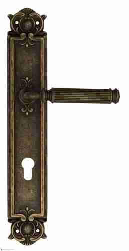 Дверная ручка Venezia "MOSCA" CYL на планке PL97 античная бронза
