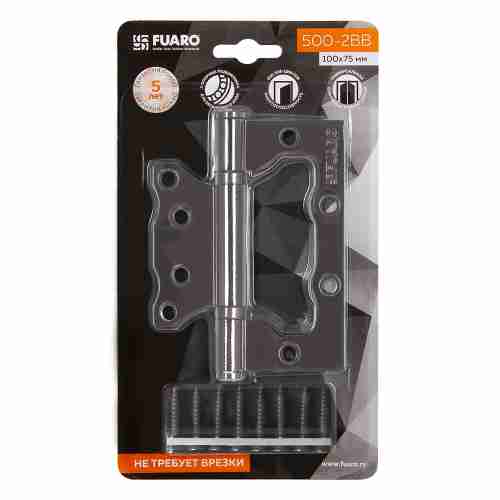 Комплект 10 шт. - Петля универсальная без врезки Fuaro 500-2BB/BL 100x2,5 GR (графит) БЛИСТЕР