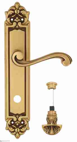 Дверная ручка Venezia "VIVALDI" WC-4 на планке PL96 французское золото + коричневый