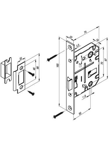 Защелка врезная Punto L72-50 SN мат.никель