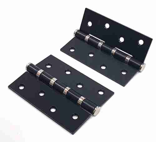 Петля стальная RENZ IN100-4S FH B/CP 100*75*2,5, 4 кольца, плоский колпачок, черный/хром блестящий