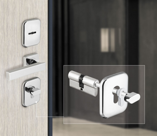 Накладка квадратная на сув замок со шторкой Armadillo PS-DEC SQ CT (ATC Protector 1) CP-8 хром